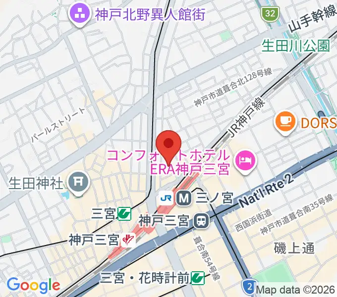 シアーミュージック 三宮校の地図