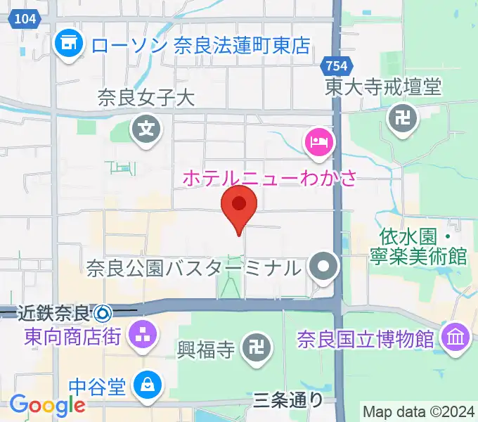 奈良県文化会館の地図