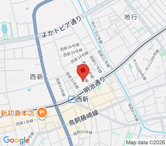 ヤマハ西新センターの地図