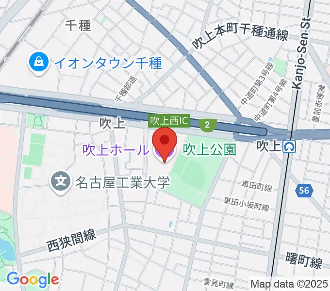 名古屋市中小企業振興会館 吹上ホールの地図