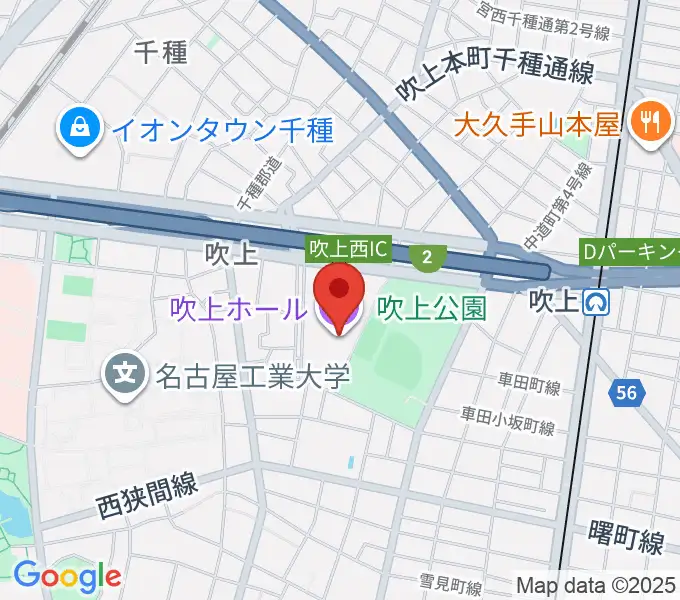 名古屋市中小企業振興会館 吹上ホールの地図
