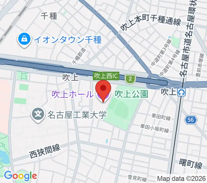 名古屋市中小企業振興会館 吹上ホールの地図