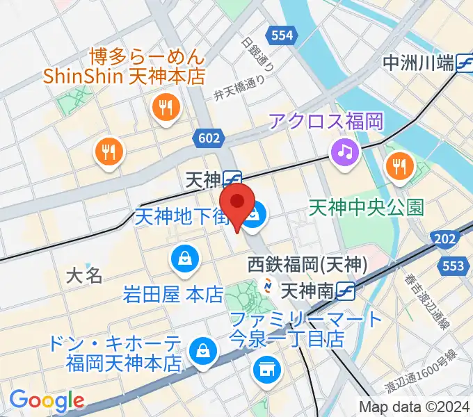 西鉄ホールの地図