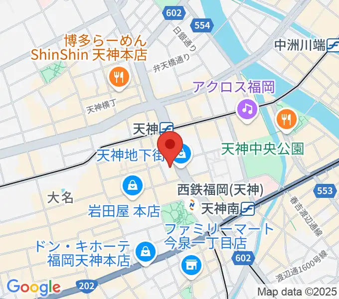 西鉄ホールの地図
