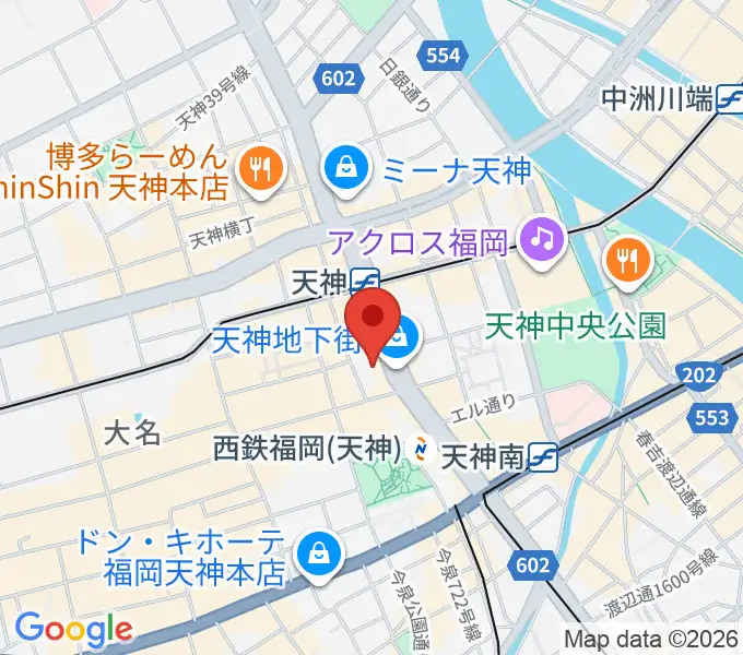 西鉄ホールの地図