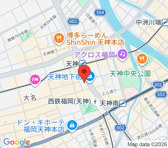 西鉄ホールの地図