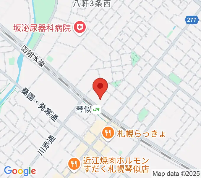 三角山放送局の地図