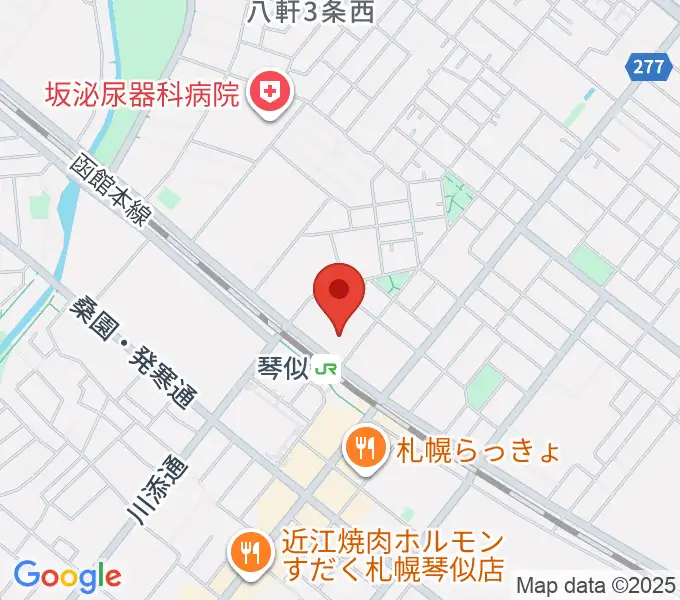 三角山放送局の地図
