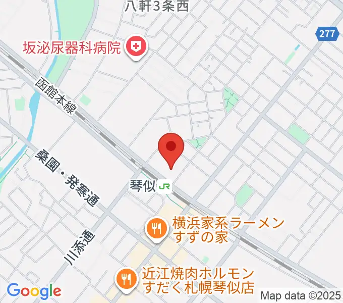 三角山放送局の地図