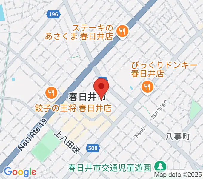 春日井市民会館の地図