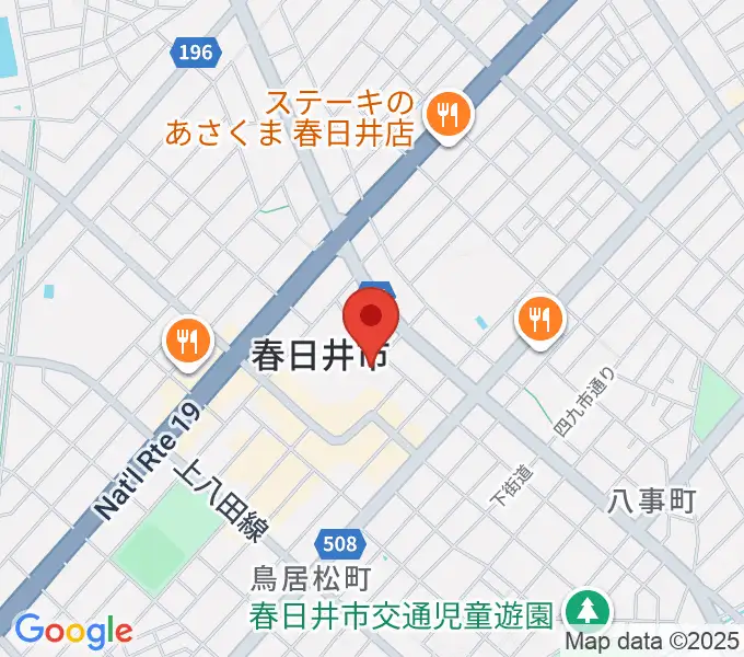 春日井市民会館の地図