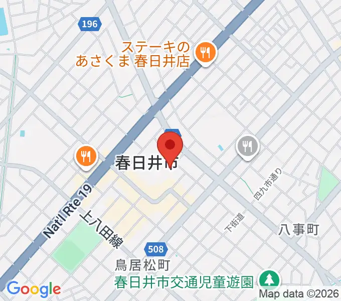春日井市民会館の地図