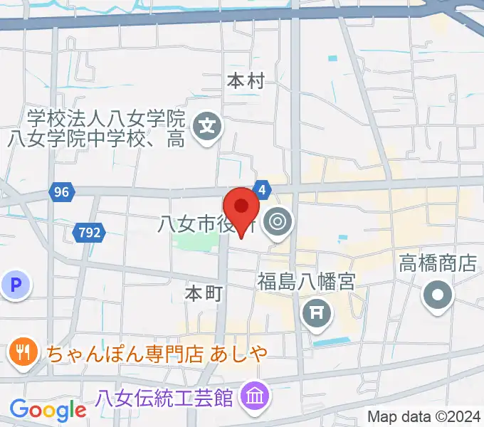 八女市民会館 おりなす八女の地図