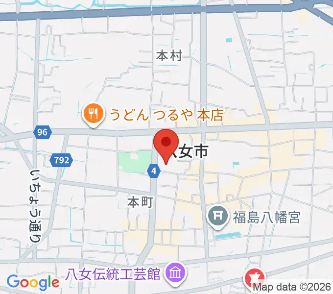 八女市民会館 おりなす八女の地図