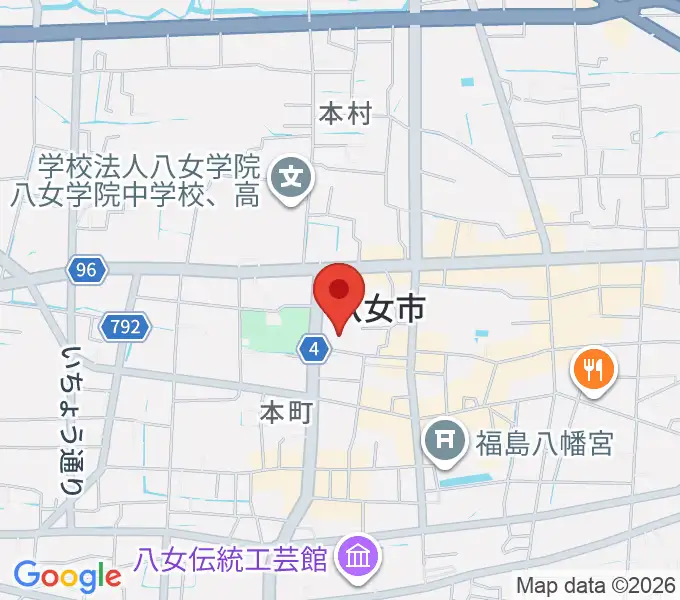 八女市民会館 おりなす八女の地図