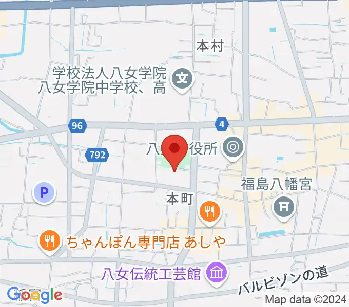 八女文化会館の地図