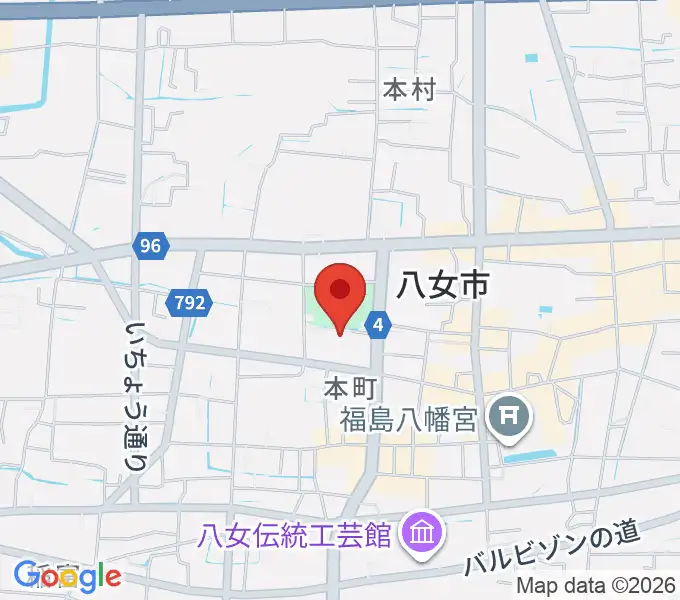 八女文化会館の地図