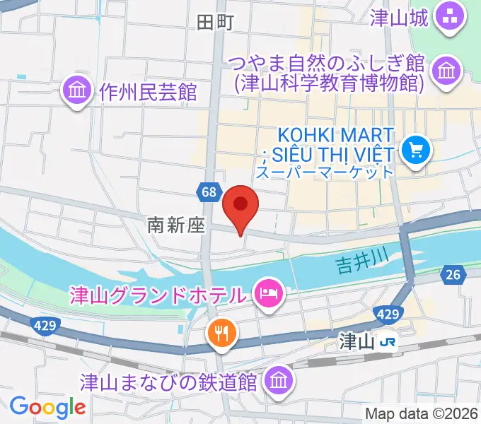 エフエムつやまの地図