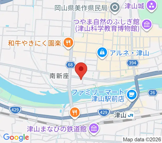 エフエムつやまの地図