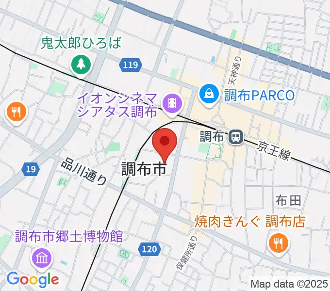 調布市文化会館たづくりの地図