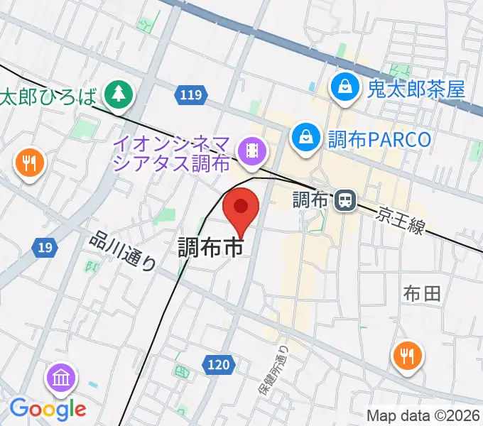 調布市文化会館たづくりの地図