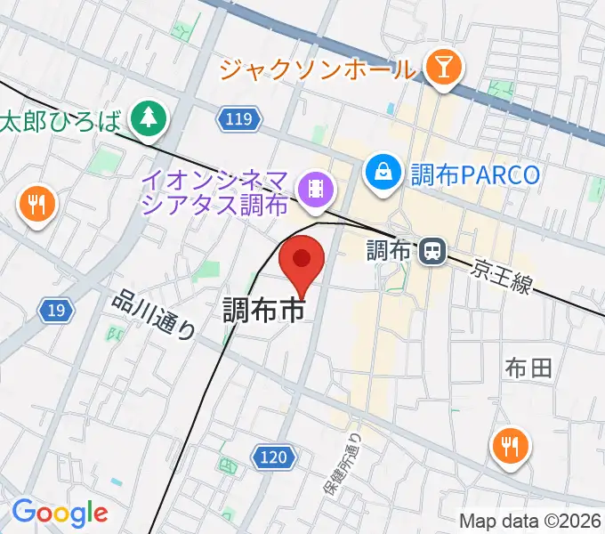 調布市文化会館たづくりの地図