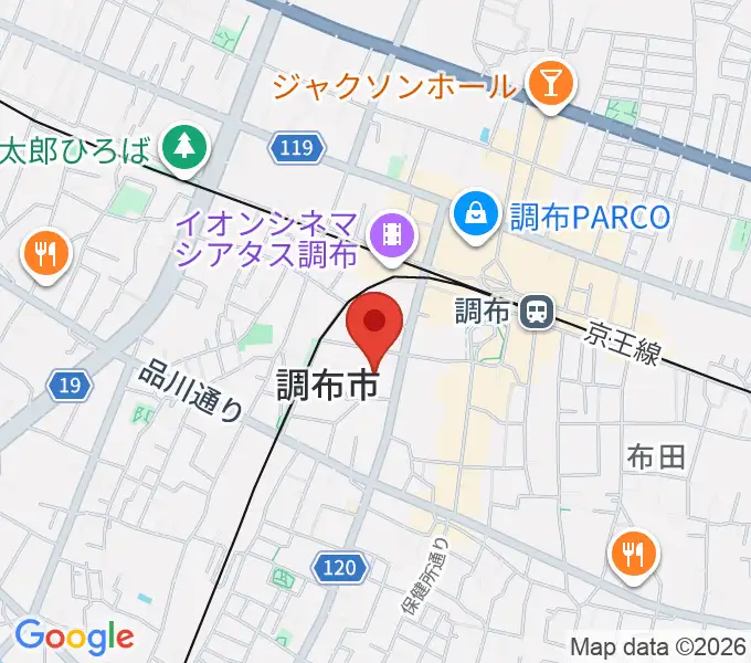 調布市文化会館たづくりの地図