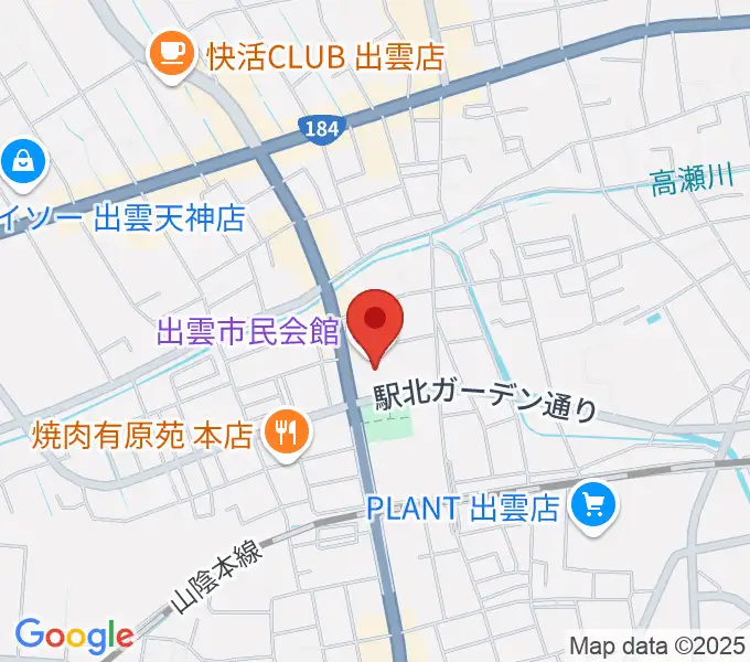 出雲市民会館の地図