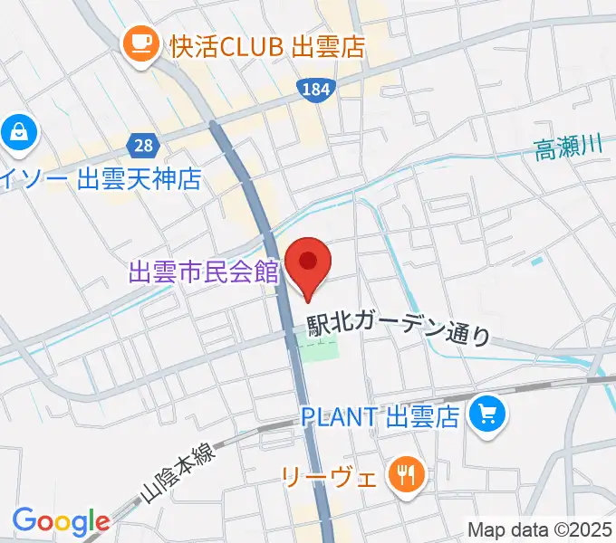 出雲市民会館の地図