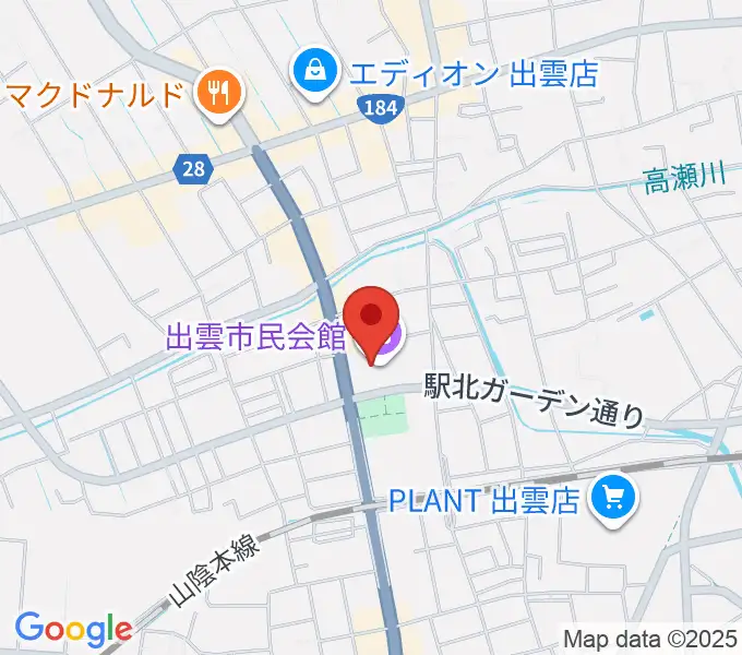 出雲市民会館の地図