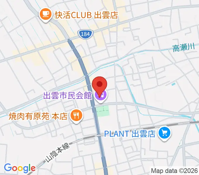 出雲市民会館の地図