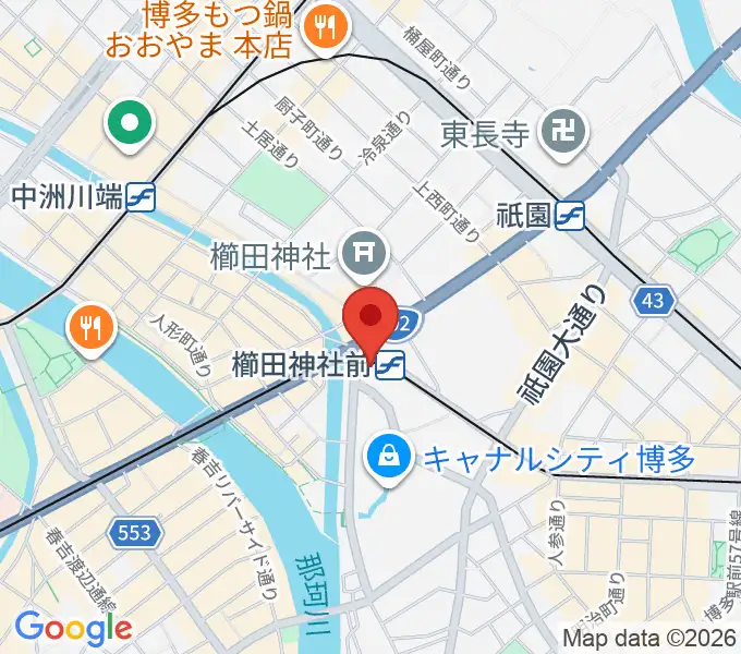 ぽんプラザホールの地図