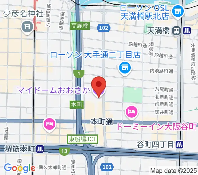 マイドームおおさかの地図