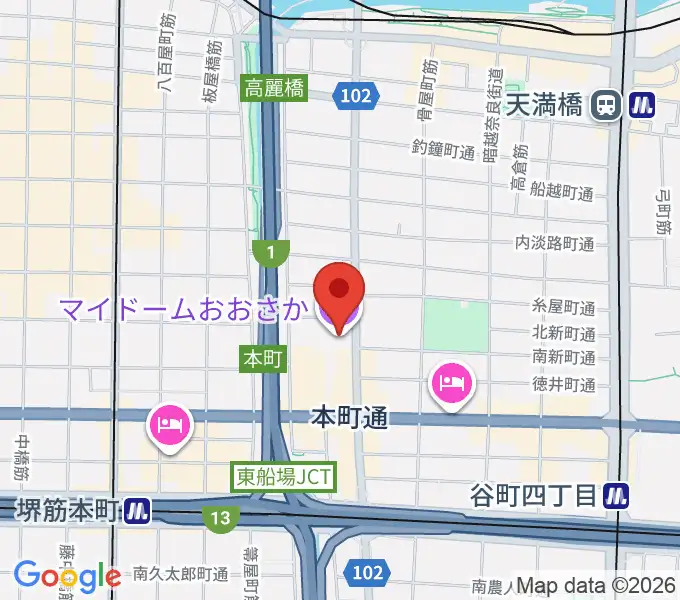 マイドームおおさかの地図