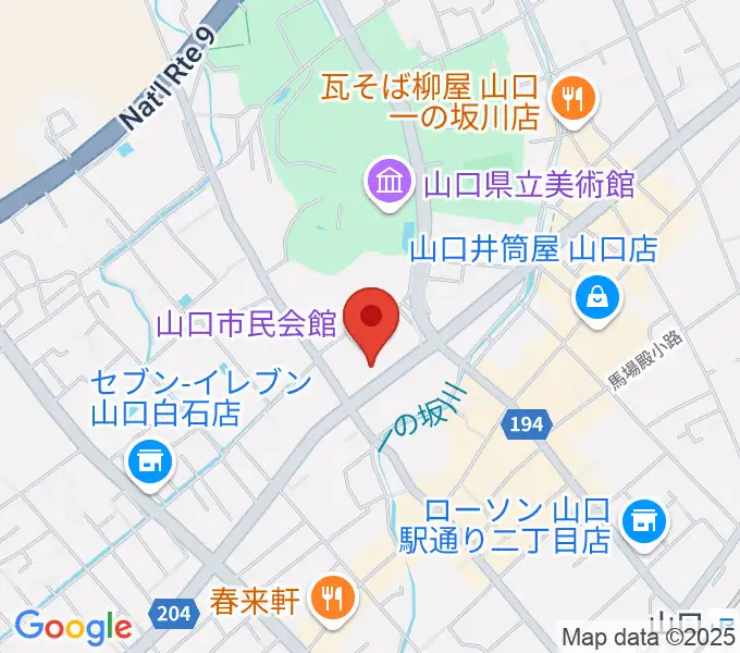 山口市民会館の地図