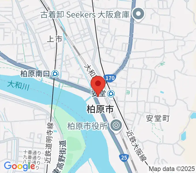 リビエールホール 柏原市民文化会館の地図