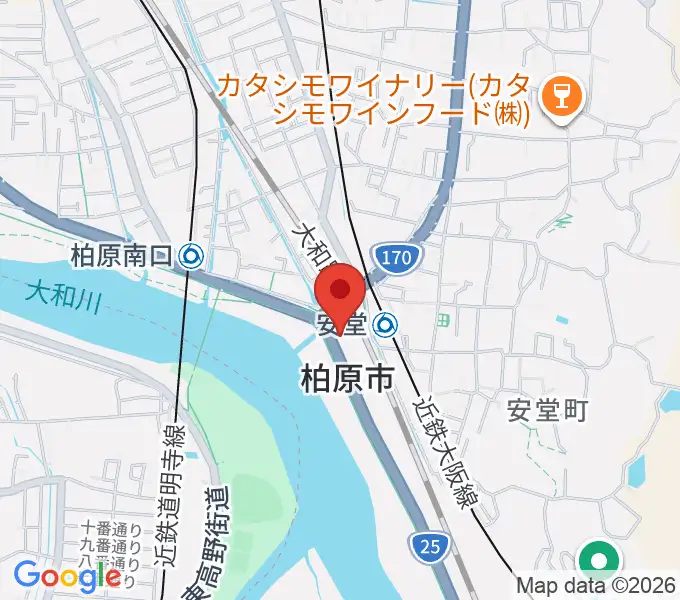 リビエールホール 柏原市民文化会館の地図