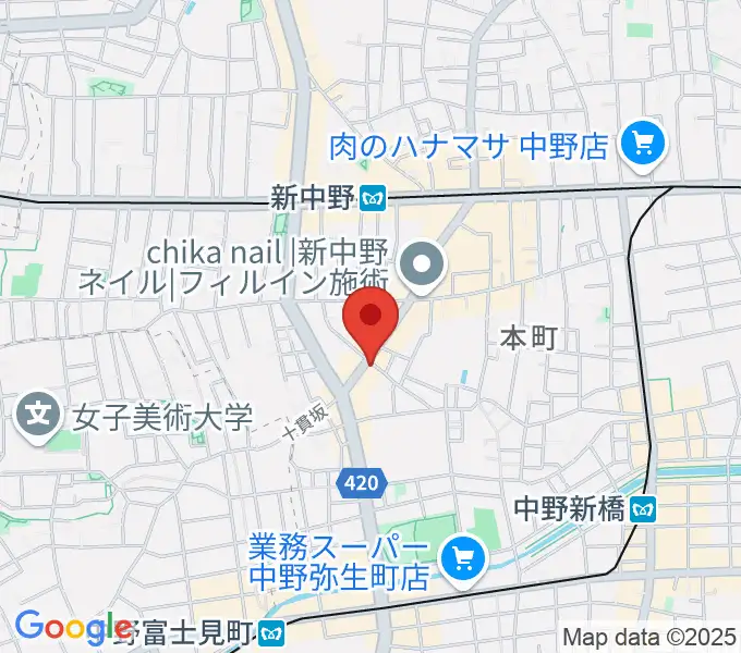 新中野ワニズホールの地図