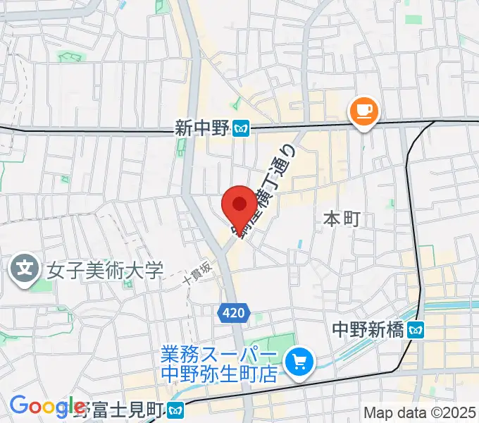 新中野ワニズホールの地図