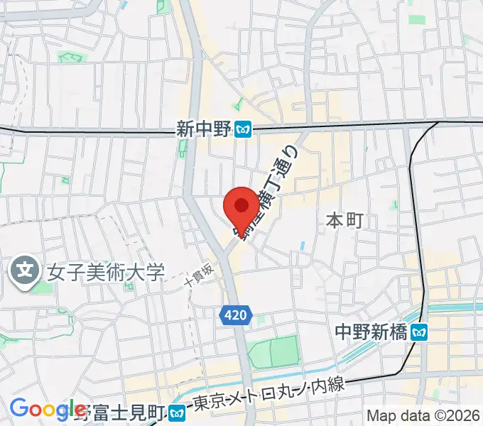 新中野ワニズホールの地図