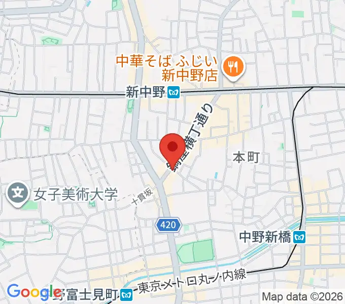 新中野ワニズホールの地図