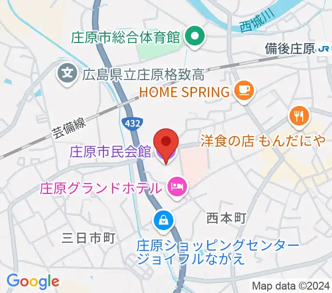 庄原市民会館の地図