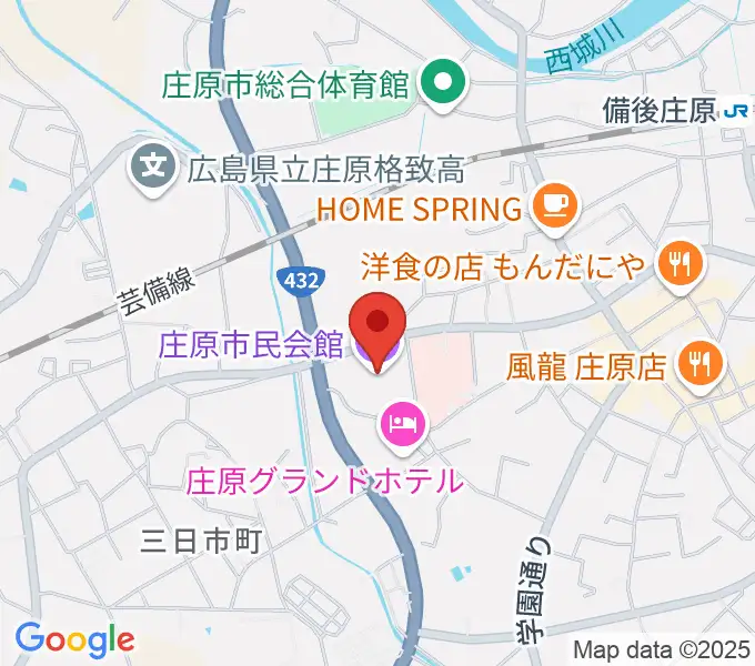 庄原市民会館の地図