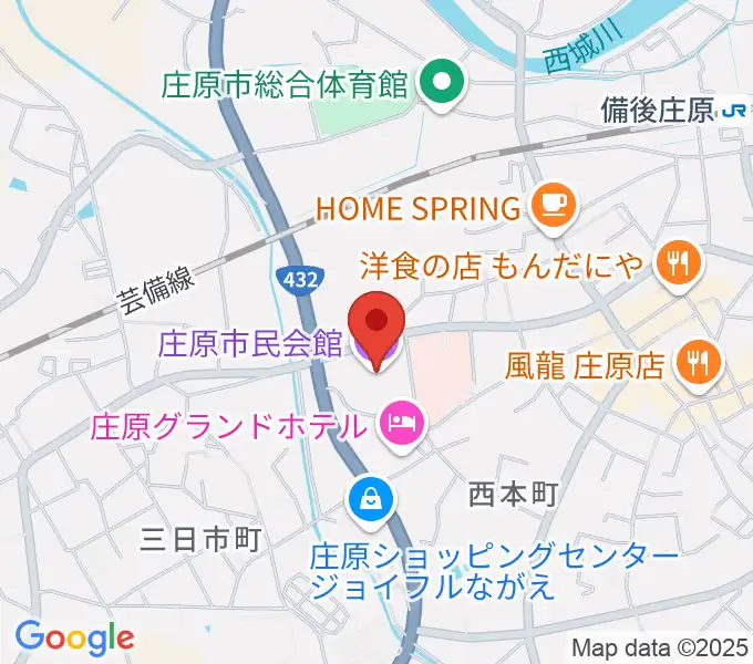庄原市民会館の地図