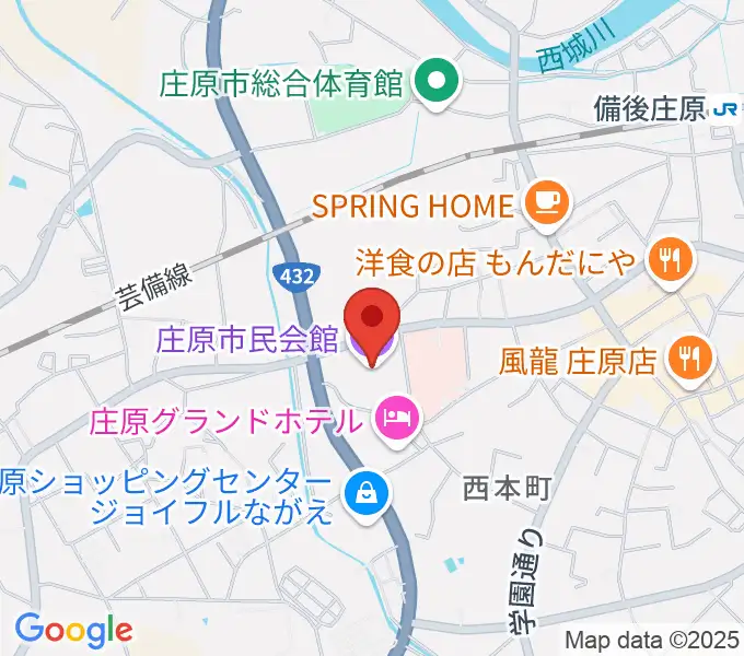 庄原市民会館の地図