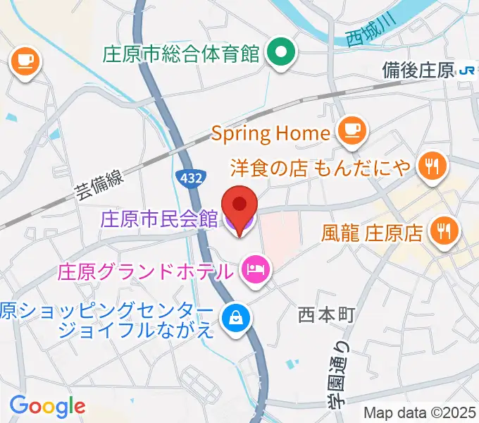 庄原市民会館の地図