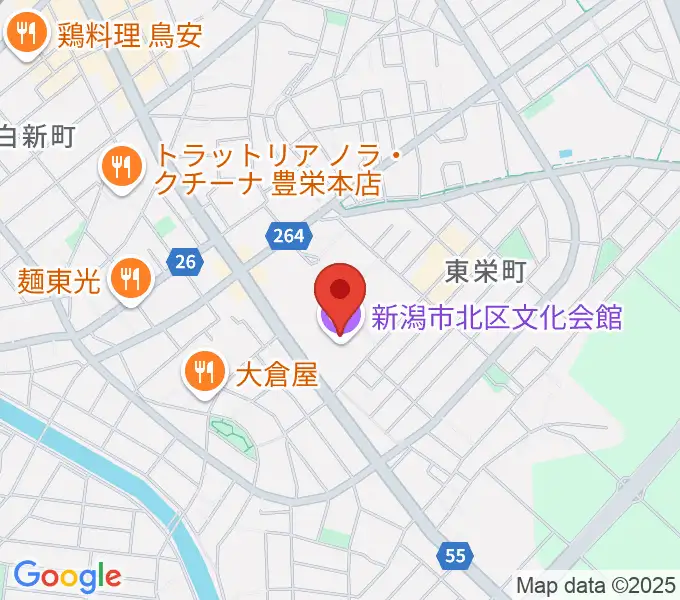 新潟市北区文化会館の地図