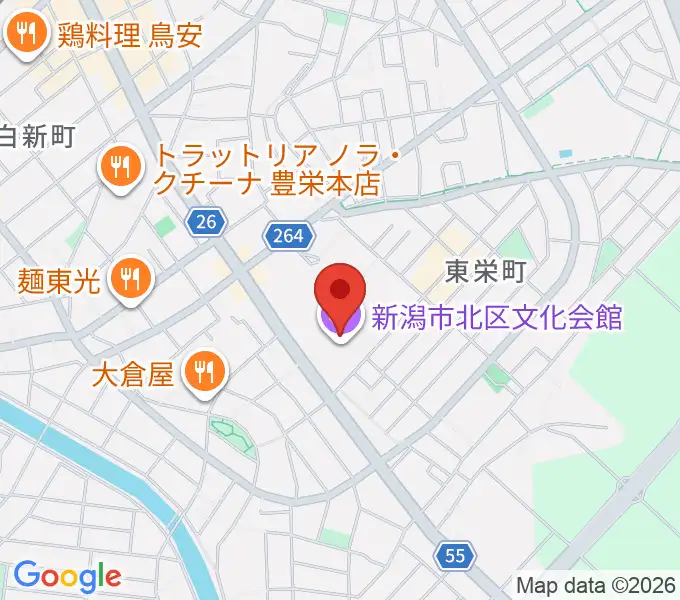 新潟市北区文化会館の地図