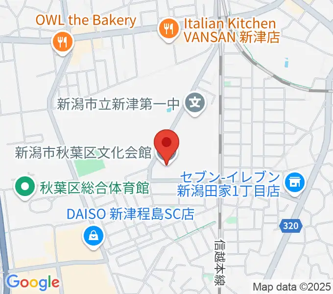 新潟市秋葉区文化会館の地図