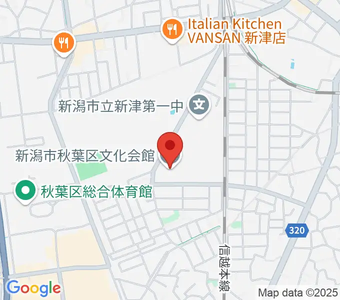 新潟市秋葉区文化会館の地図